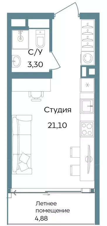 Квартира-студия: Саки, курортный кластер Темпо (29.28 м) - Фото 0