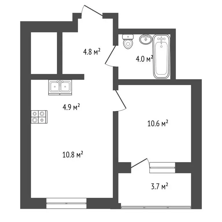 1-комнатная квартира: Тюмень, улица Эльвиры Федоровой, 1к1 (38.6 м) - Фото 1
