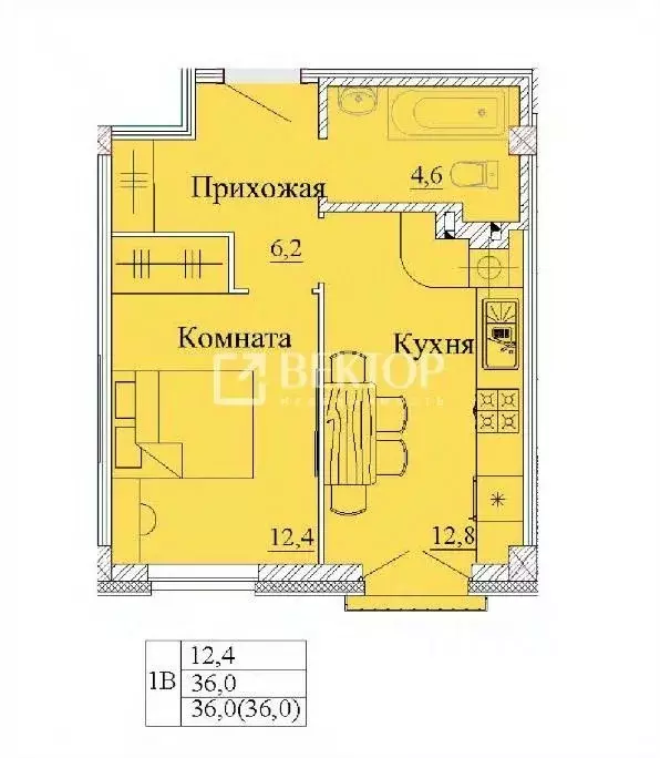 1-к кв. Ивановская область, Иваново Велижская ул., 72 (36.0 м) - Фото 1