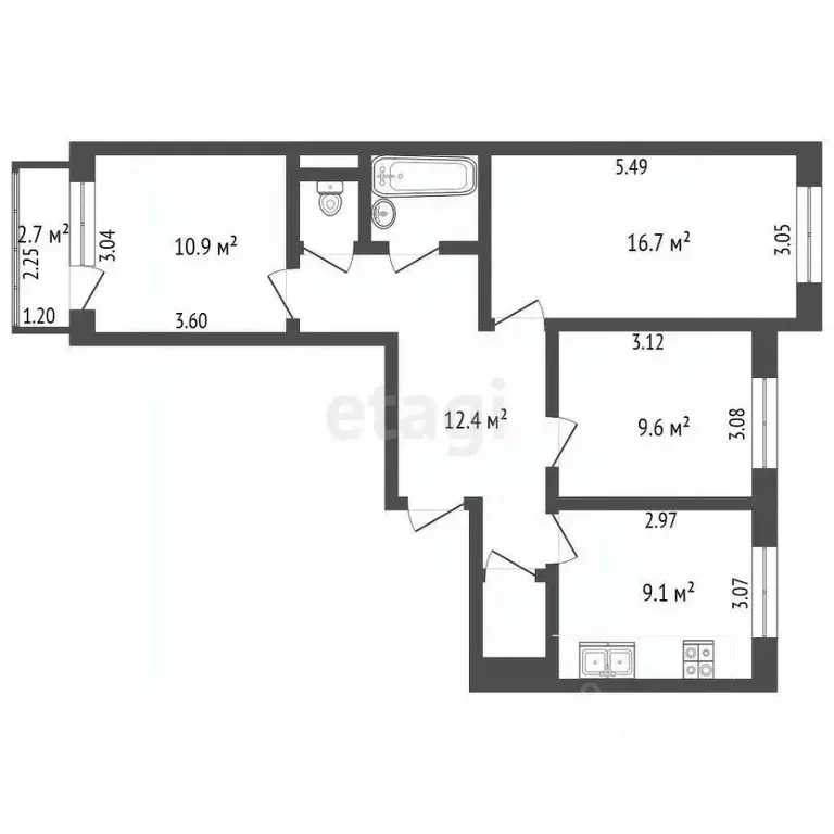 3-к кв. Ямало-Ненецкий АО, Новый Уренгой Лимбяяха мкр, Приозерный мкр, ... - Фото 1