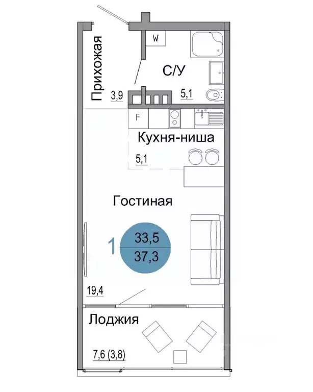 1-к кв. Крым, Керчь Белый город жилой комплекс (37.3 м) - Фото 0
