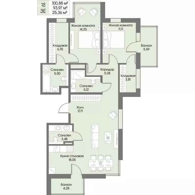 2-комнатная квартира: городской посёлок Рощино, ЖК Резиденция Рощино ... - Фото 1