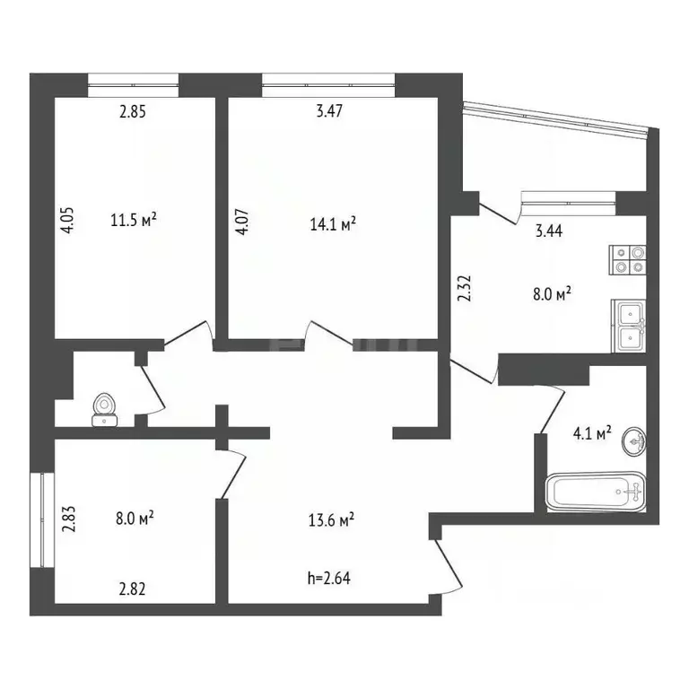 3-к кв. Владимирская область, Ковров ул. Ватутина, 45 (69.5 м) - Фото 1