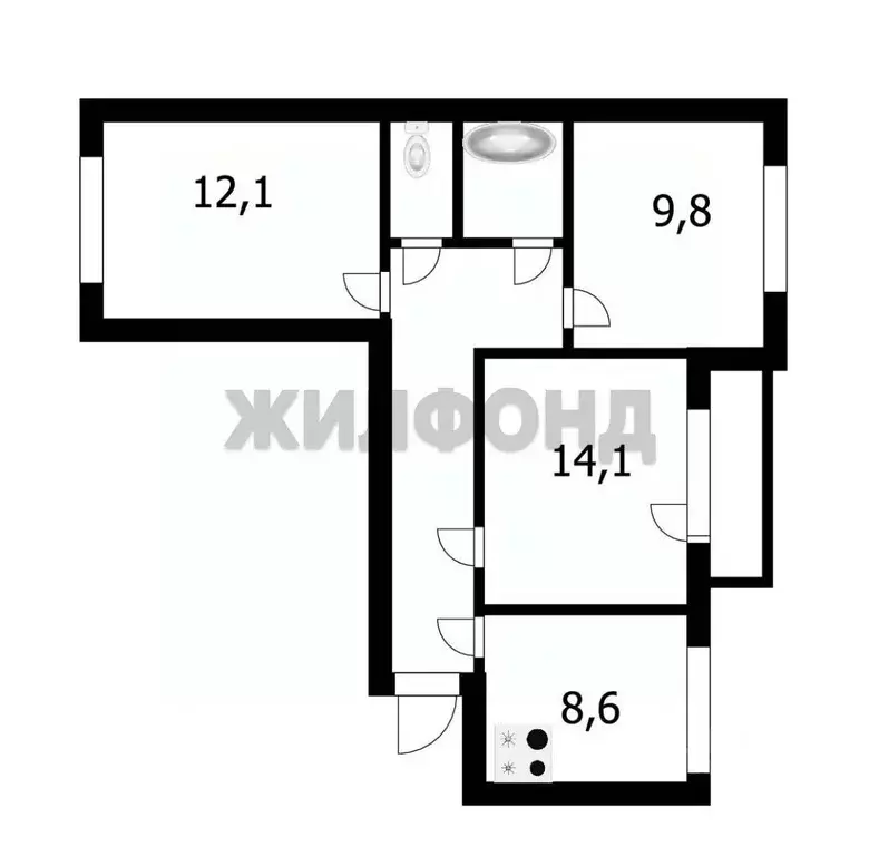 3-к кв. Новосибирская область, Новосибирск Сибирская ул., 51 (61.5 м) - Фото 0