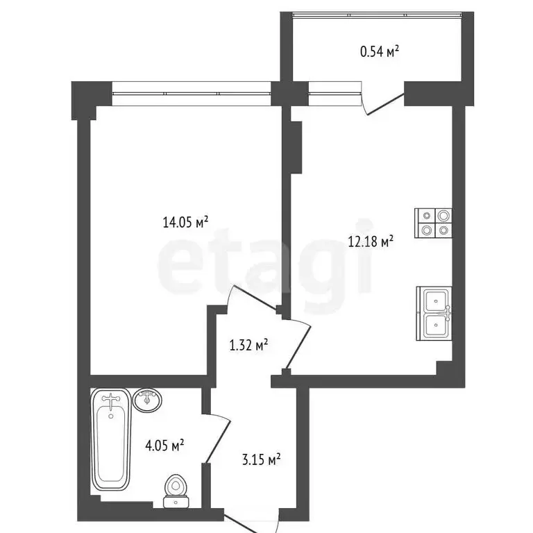 1-комнатная квартира: Ялта, улица Кирова, 155Ак1 (35.3 м) - Фото 1