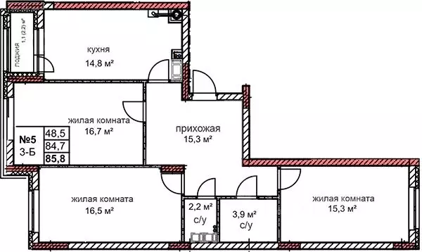 3-к кв. Нижегородская область, Дзержинск Комсомольский мкр,  (85.8 м) - Фото 0