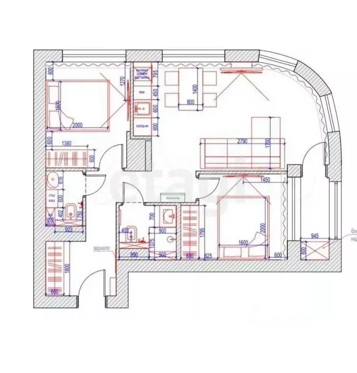 3-к кв. Татарстан, Казань ул. Алексея Козина, 2 (60.0 м) - Фото 1