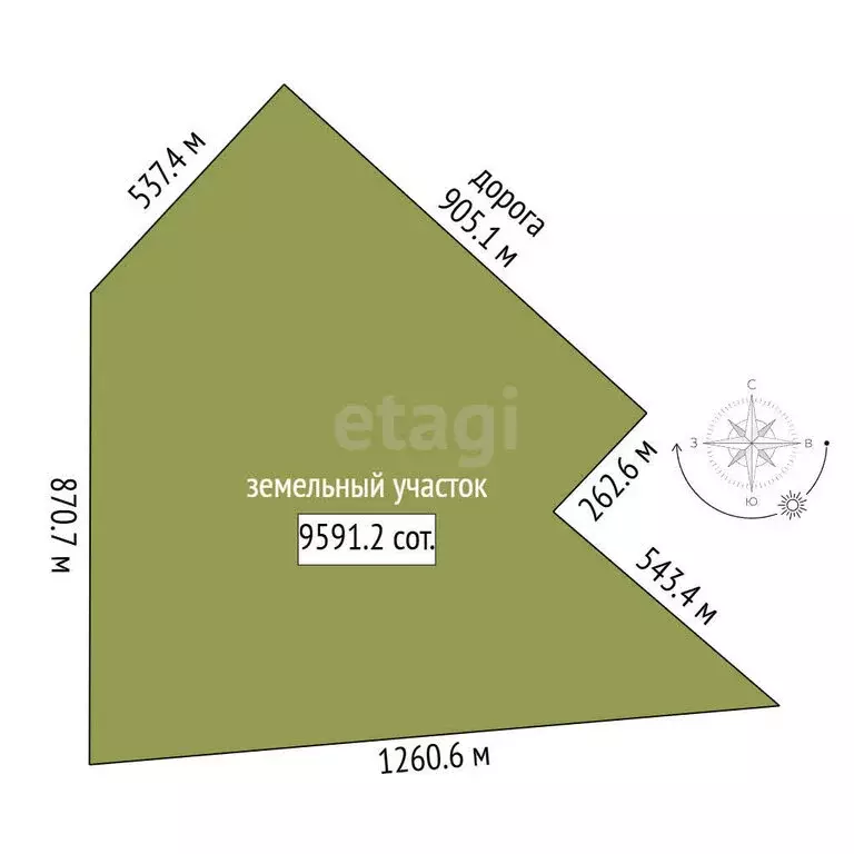 Участок в Первомайское, улица Бешуй, 1 (9591.25 м) - Фото 1