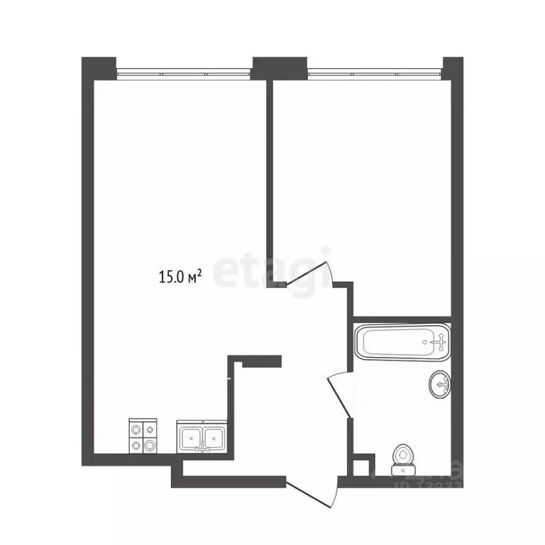 1-к кв. Тюменская область, Тюмень ул. Андрея Кореневского, 11 (32.8 м) - Фото 2