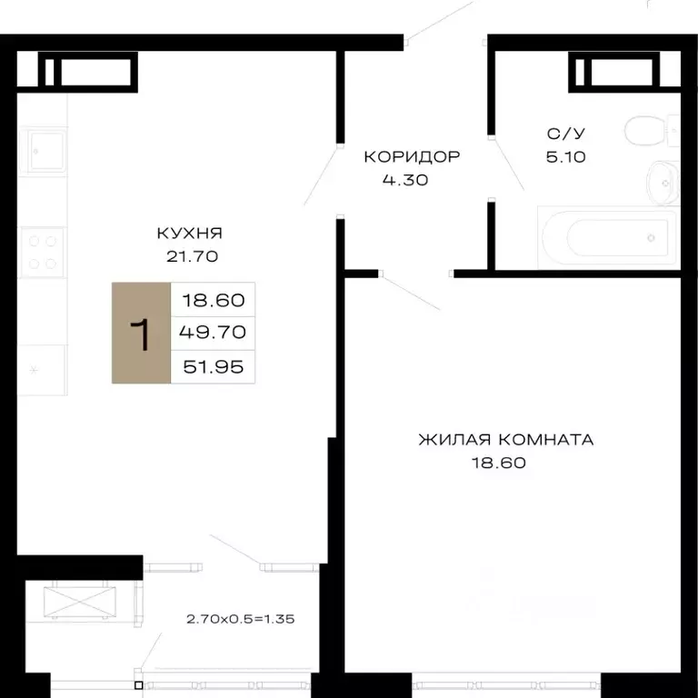 1-к кв. Краснодарский край, Краснодар Школьный мкр, ул. Школьная, 1 ... - Фото 0