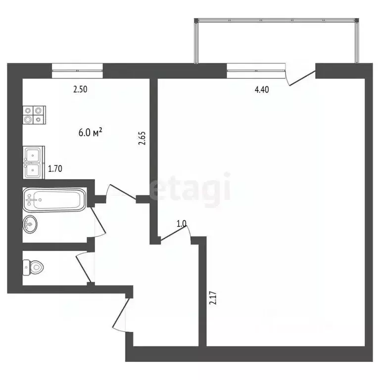 1-к кв. Белгородская область, Белгород Садовая ул., 49 (35.8 м) - Фото 1