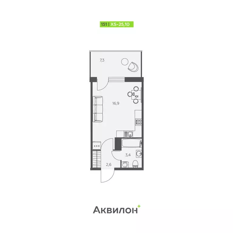 Квартира-студия: Заневское городское поселение, Кудрово, Солнечная ... - Фото 1