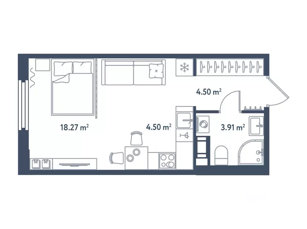 Студия Санкт-Петербург Московский просп., 114 (31.18 м) - Фото 0