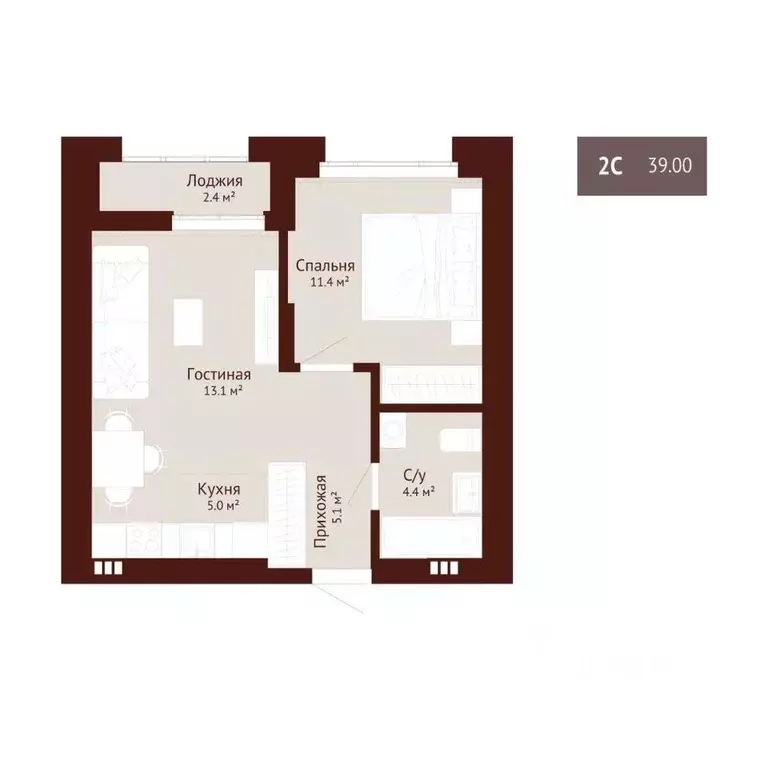 2-к кв. Кемеровская область, Новокузнецк ул. Доз (40.1 м) - Фото 0