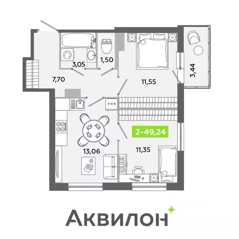 2-к кв. Ленинградская область, Всеволожский район, Заневское городское ... - Фото 1