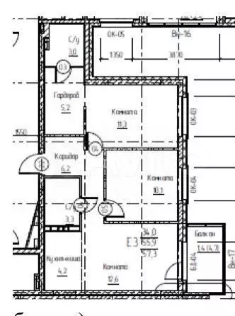3-к. квартира, 57 м, 5/9 эт. - Фото 0