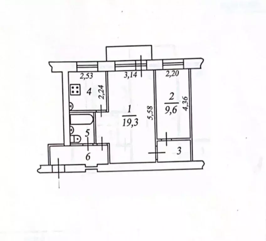 2-к кв. Московская область, Электросталь Октябрьская ул., 3 (45.1 м) - Фото 2