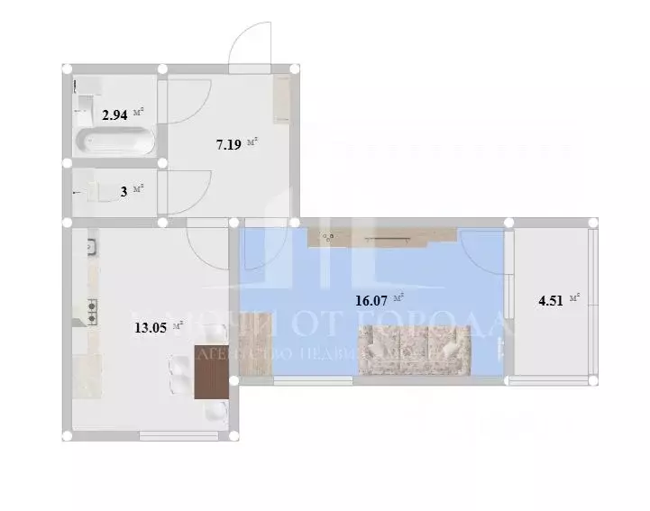 1-к кв. Ленинградская область, Всеволожский район, Заневское городское ... - Фото 2