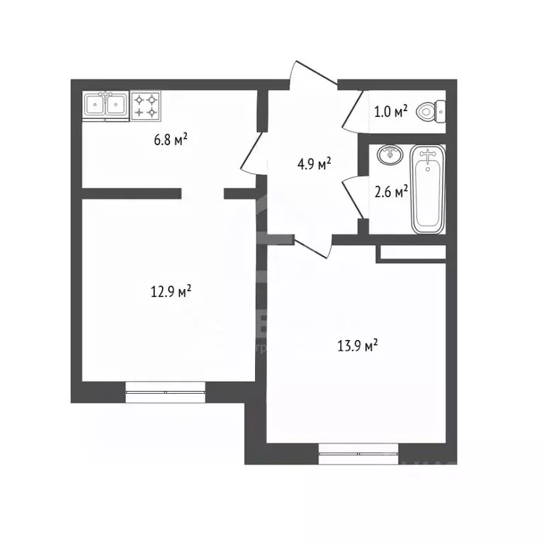 2-к кв. Санкт-Петербург ул. Жени Егоровой, 12К1 (43.0 м) - Фото 1