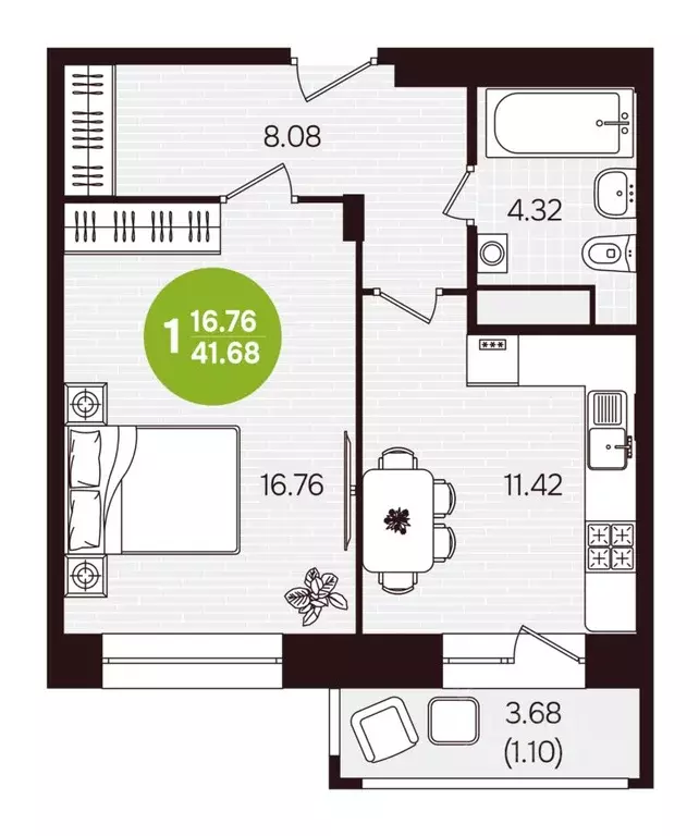 1-к кв. Чувашия, Новочебоксарск ул. 10-й Пятилетки, поз24 (41.68 м) - Фото 2
