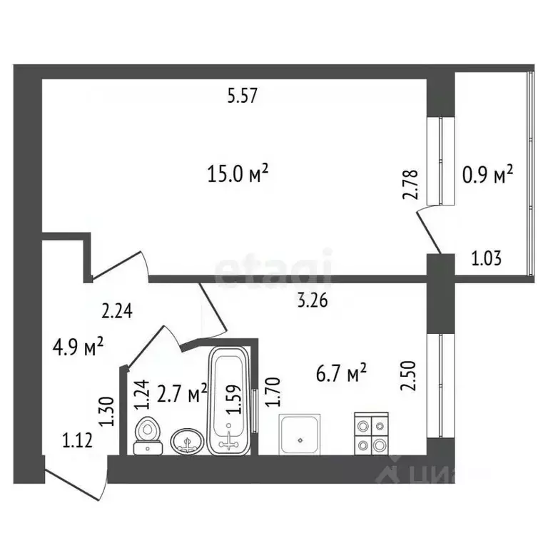 1-к кв. Крым, Саки ул. Советская (29.3 м) - Фото 2