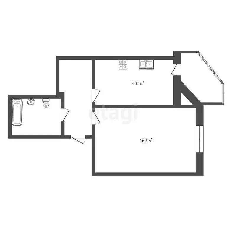 1-комнатная квартира: Тюмень, улица Муравленко, 19 (35 м) - Фото 1