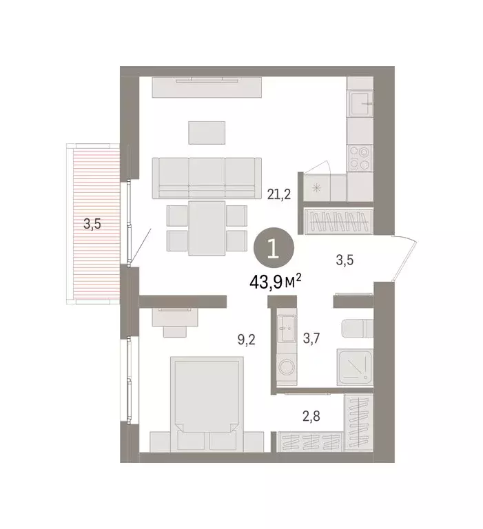 1-комнатная квартира: Екатеринбург, жилой район Юго-Западный, жилой ... - Фото 2