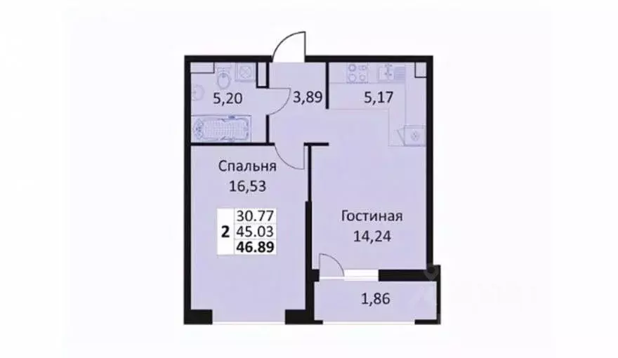 1-к кв. Краснодарский край, Краснодар ул. Автолюбителей, 1Г (46.9 м) - Фото 1