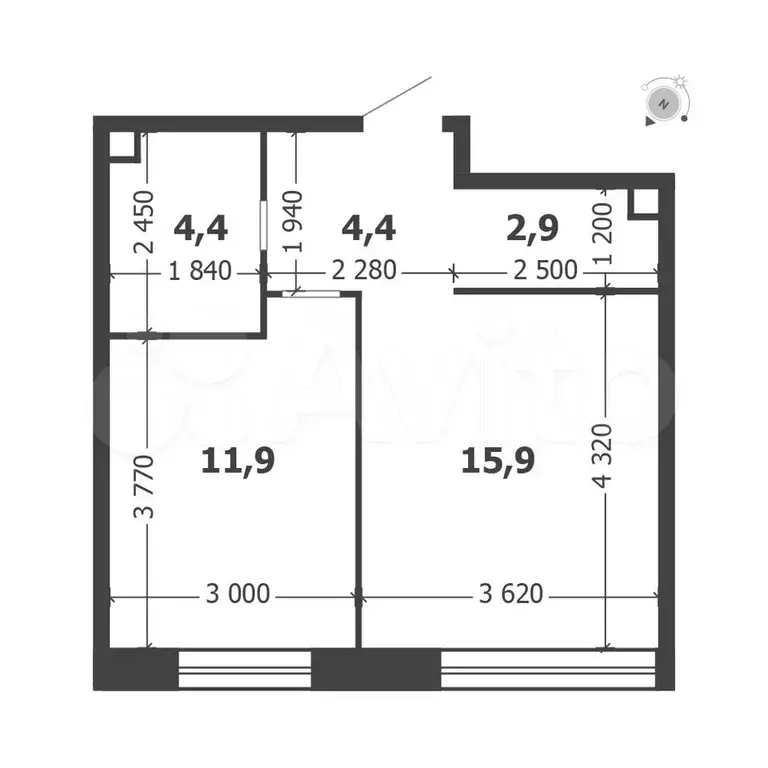 1-к. квартира, 39,5 м, 13/17 эт. - Фото 1