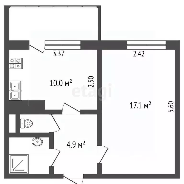 1-к кв. Ханты-Мансийский АО, Лангепас ул. Мира, 23 (38.6 м) - Фото 1