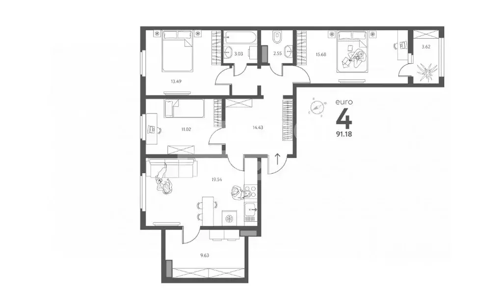 3-к кв. Липецкая область, Липецк Ленина-Соборная пл. (91.18 м) - Фото 2