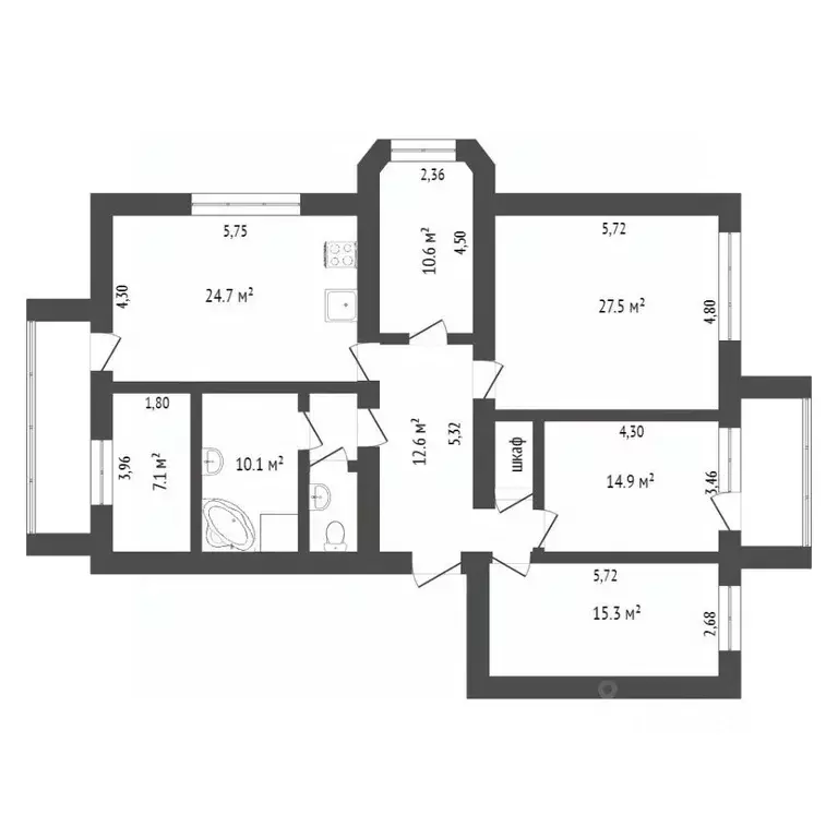 4-к кв. Вологодская область, Вологда ул. Левичева, 30А (140.0 м) - Фото 2