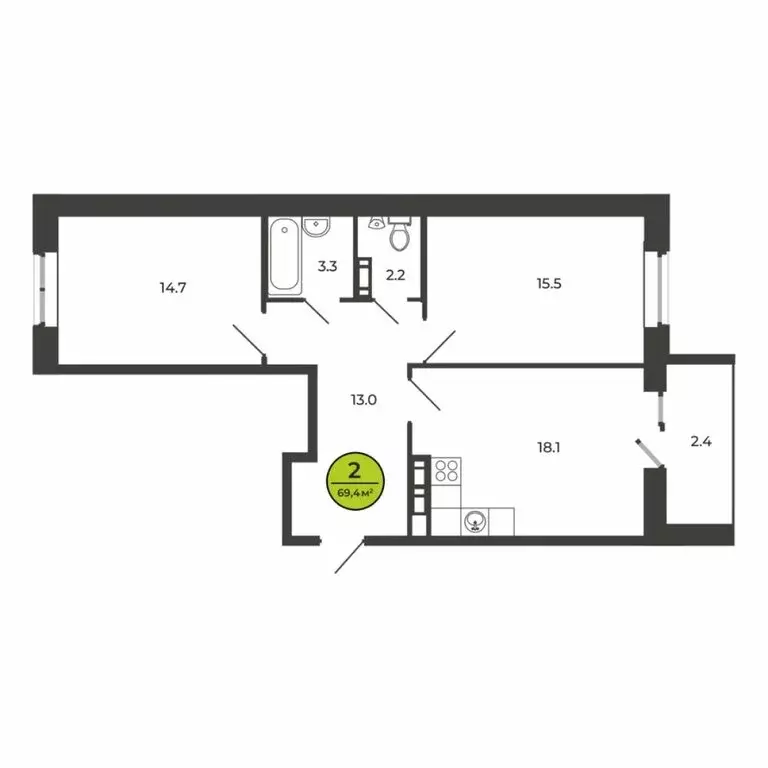 2-комнатная квартира: Свень, Соборная улица, 24 (69.4 м) - Фото 0