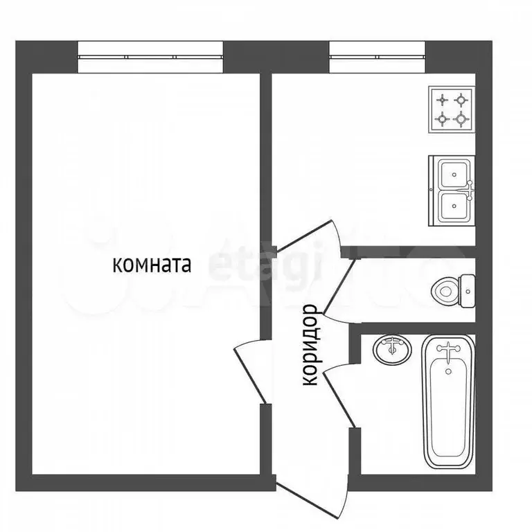 1-к. квартира, 41,9 м, 1/5 эт. - Фото 0