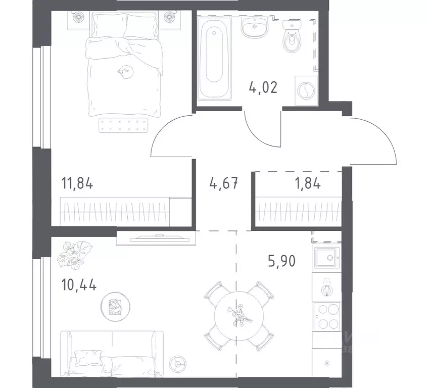 1-к кв. Башкортостан, Уфа ул. Рашита Манурова (38.71 м) - Фото 1