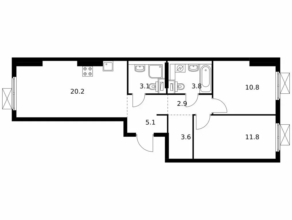 2-комнатная квартира: Котельники, микрорайон Парковый, 1к6 (61.3 м) - Фото 1