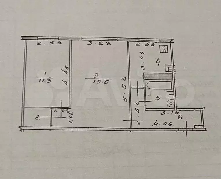 2-к. квартира, 47,7 м, 1/5 эт. - Фото 0