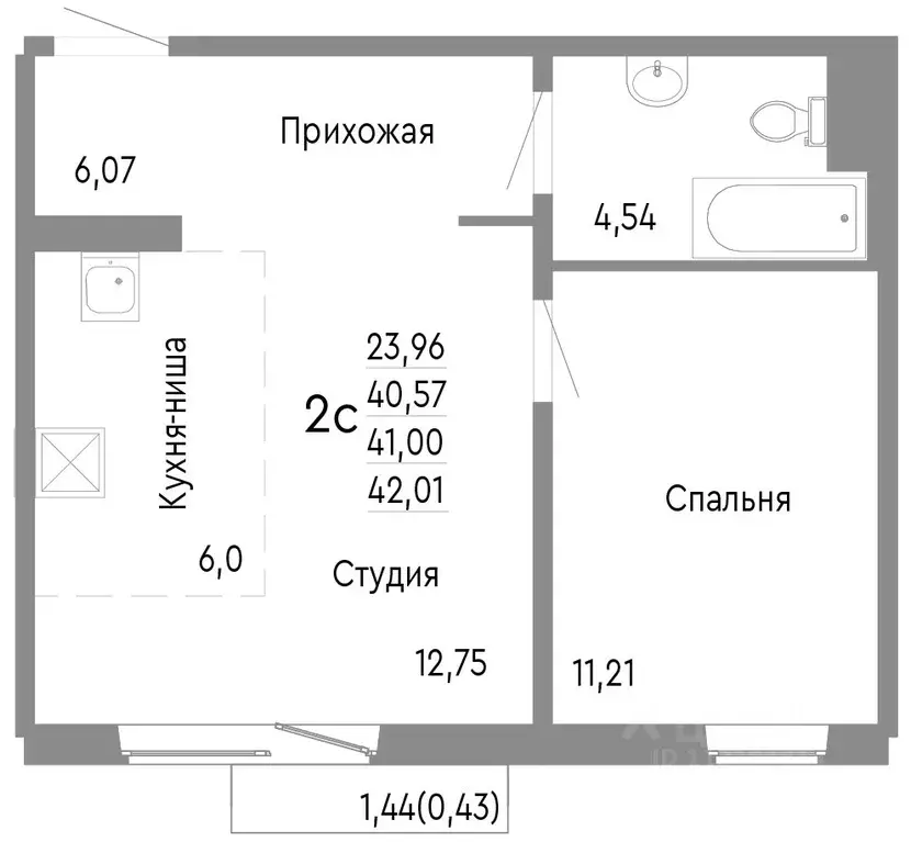 2-к кв. Челябинская область, Челябинск Нефтебазовая ул., 1к2 (41.0 м) - Фото 0