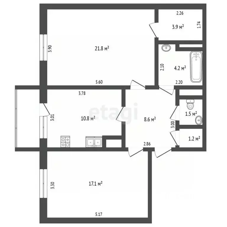 2-к кв. Ямало-Ненецкий АО, Новый Уренгой Оптимистов мкр, 4/2 (69.1 м) - Фото 1