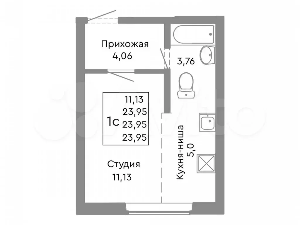 1-к. квартира, 24 м, 2/9 эт. - Фото 0
