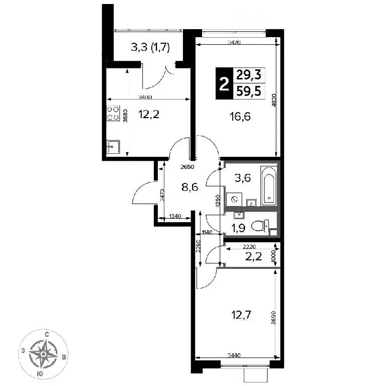 Продается 2-комнатная квартира - Фото 1
