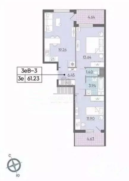 2-к кв. Санкт-Петербург просп. Крузенштерна, 2 (61.2 м) - Фото 2