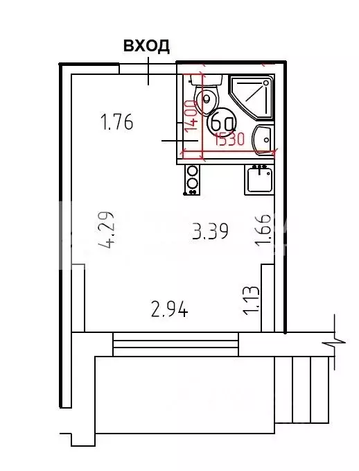 Студия Москва Стартовая ул., 11 (14.1 м) - Фото 2