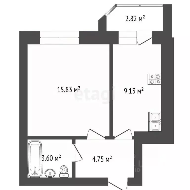 1-к кв. Тамбовская область, Тамбов ул. Киквидзе, 77Б (33.4 м) - Фото 2