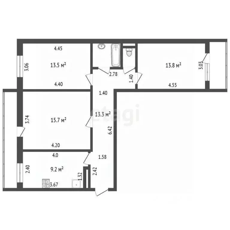 3-к кв. Удмуртия, Ижевск Восточная ул., 4 (69.3 м) - Фото 2