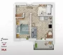 1-комнатная квартира: Маркова, жилой комплекс Ботаника, 14 (36.6 м) - Фото 1