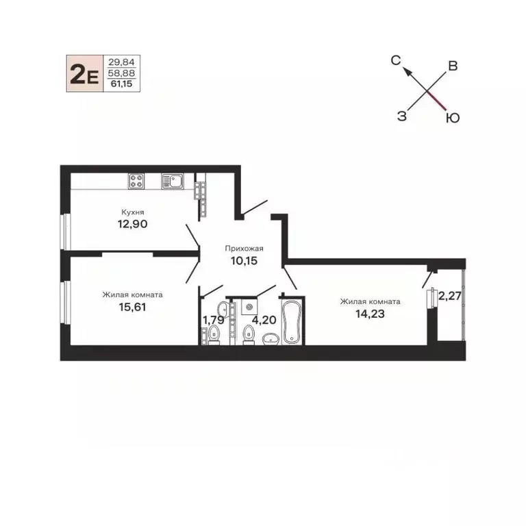 2-к кв. Свердловская область, Екатеринбург ул. Очеретина, 16 (61.15 м) - Фото 0