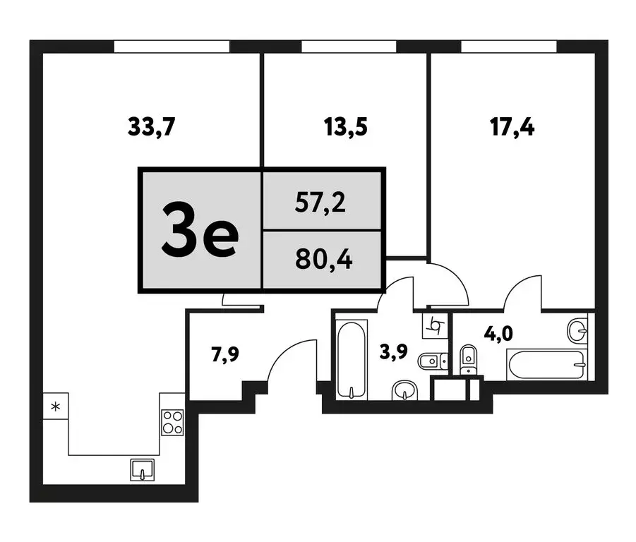 3-комнатная квартира: Москва, Фестивальная улица, 15к5 (80.4 м) - Фото 0