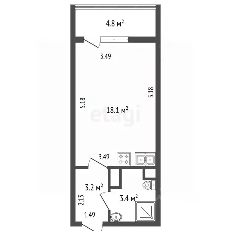 Студия Санкт-Петербург просп. Обуховской обороны, 36 (24.7 м) - Фото 2