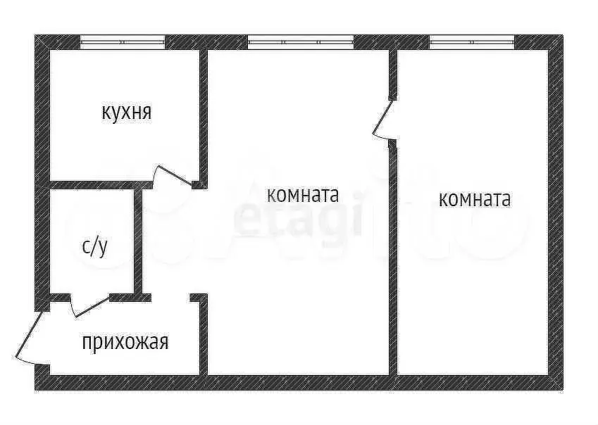 2-к. квартира, 42 м, 1/5 эт. - Фото 0